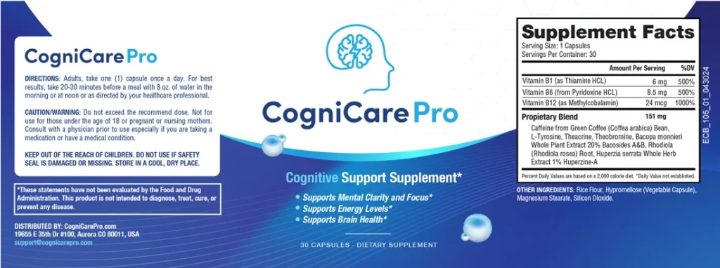 CogniCare Pro Supplement Label