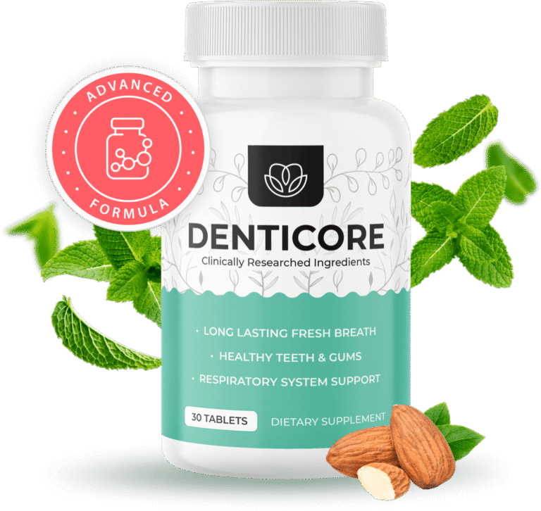 DentiCore bottle with fresh smile – top-rated dental health supplement review