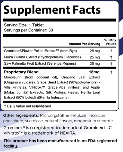 FlowForce Max Supplement Label