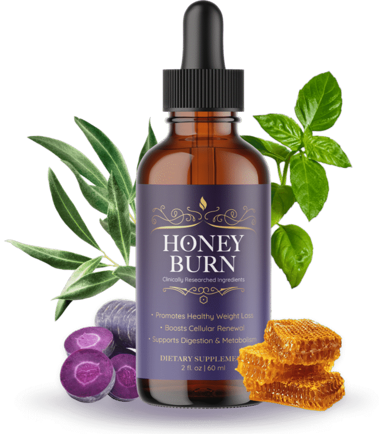 Bottle of Honey Burn supplement with natural fat-burning ingredients and label showing dosage – Honey Burn Reviews 2025