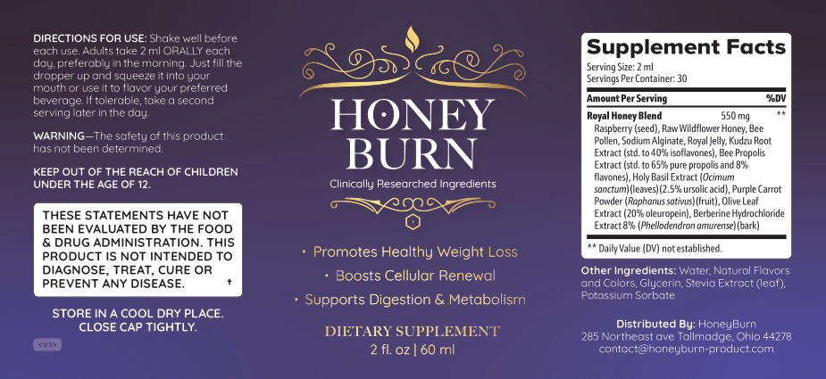 Honey Burn Supplement Label