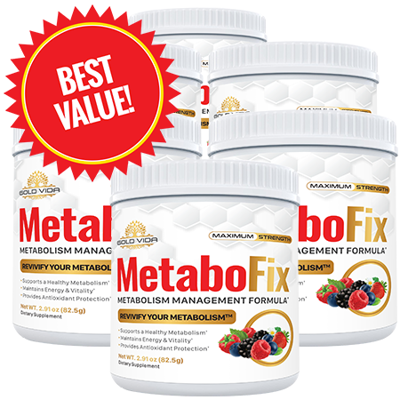MetaboFix supplement bottle with natural ingredients and energy boost