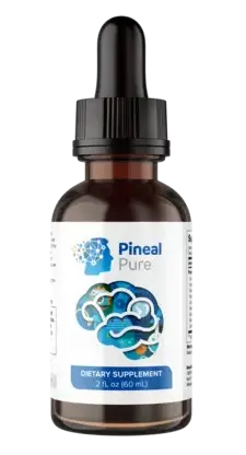 Pineal Pure supplement bottle with ingredients and customer review highlights