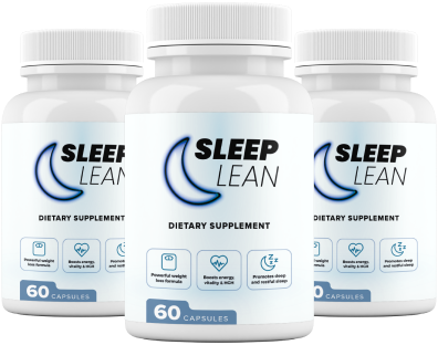 Bottle of Sleep Lean Activator supplement with ingredients and customer reviews displayed